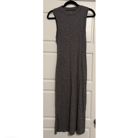 Madewell Dress Heather Gray Tank Mock Neck Ribbed Sleeveless Size L - Picture 1 of 5